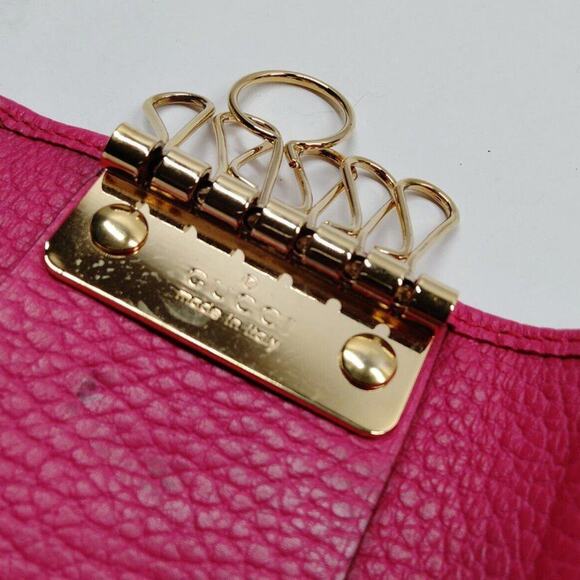 NEW Authentic GUCCI Key Case Pink Pebbled Leather (GGXX086) - Picture 7 of 12